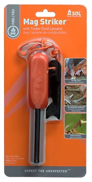 Survive Outdoors Longer SOL Mag Striker w/ Tinder Cord - Orange