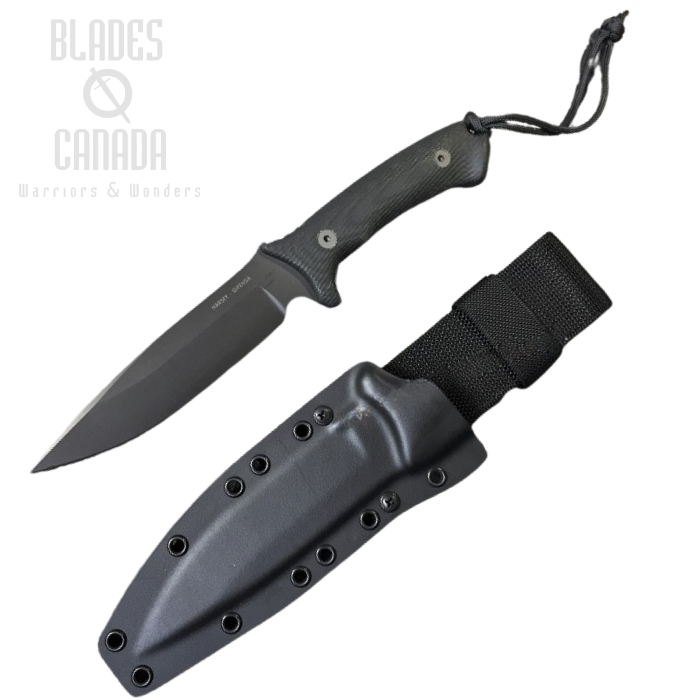 (image for) Spartan Blades Harsey Difensa Fixed Blade Knife, MagnaCut Black, Micarta Black, Kydex Sheath, SB19BKBKKYBK