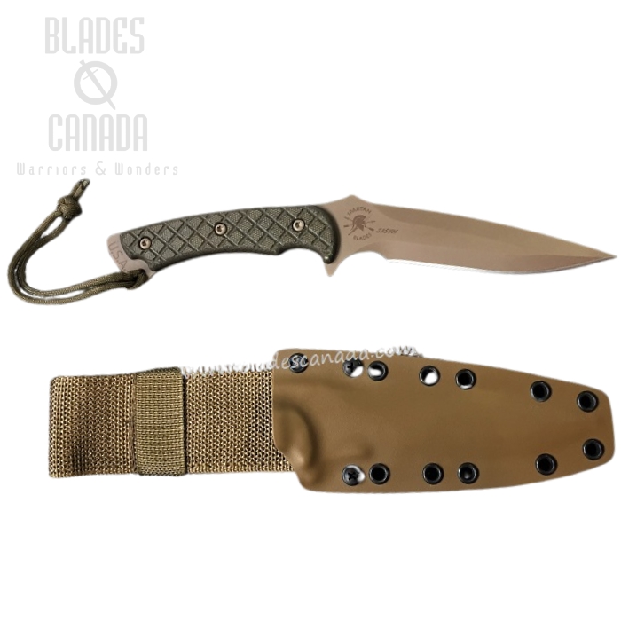 (image for) Spartan Blades Ares Fixed Blade Knife, S35VN FDE, Micarta Green, Tan Kydex Sheath