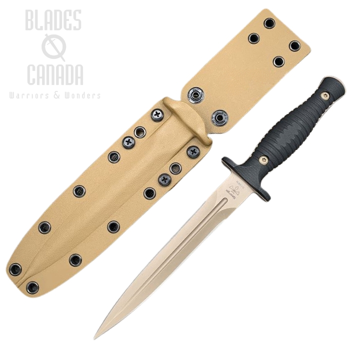 (image for) Spartan Blades George V-14 Dagger Knife, S45VN FDE, G10 Black, Tan Kydex Sheath