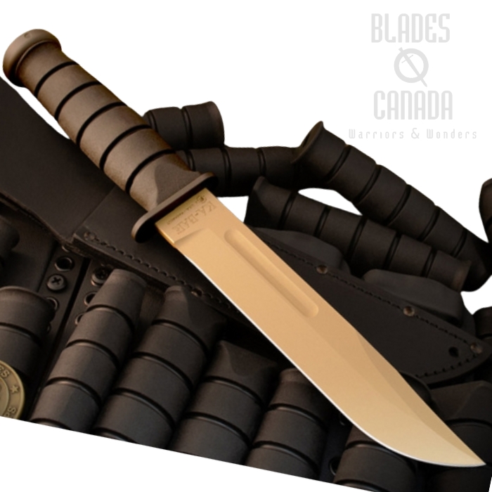 (image for) Spartan Ka-Bar Fixed Blade Knife, CPM MagnaCut FDE, Kraton Black, Leather Black Sheath