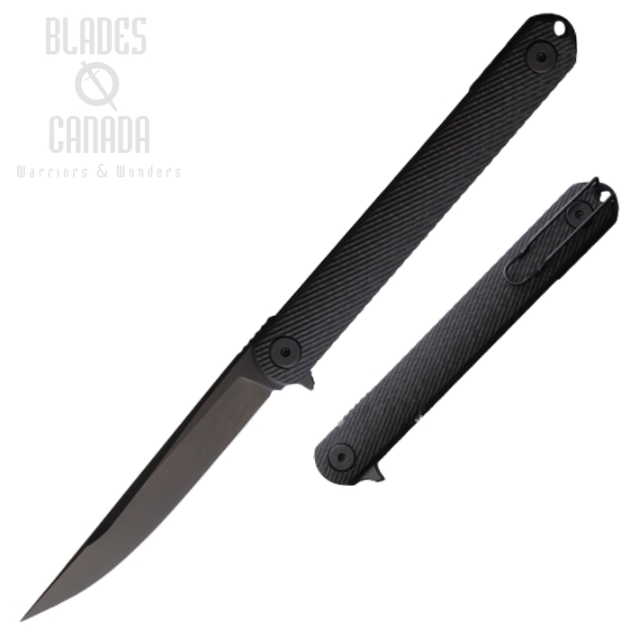 (image for) Spartan Nemec Flipper Folding Knife, S35VN Black SW, Caron Fiber, SFBL12CF