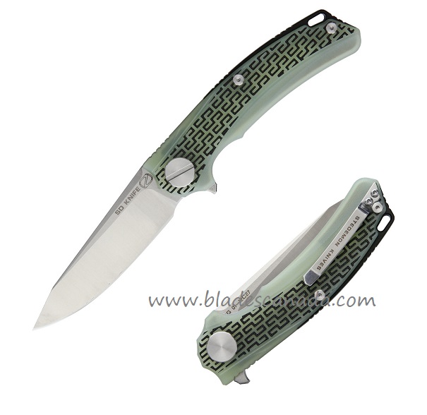 Stedemon BG01 Folding Knife, 12C27 Sandvik, G10 Black/Jade - Click Image to Close