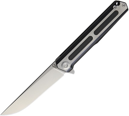 Vouking Knives T01BLCS M390 Titanium Framelock- Black/Satin - Click Image to Close