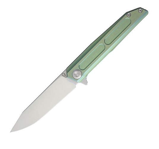 Vouking Knives TS05GRN Samgun, Sandvik, Titanium Framelock - Green - Click Image to Close