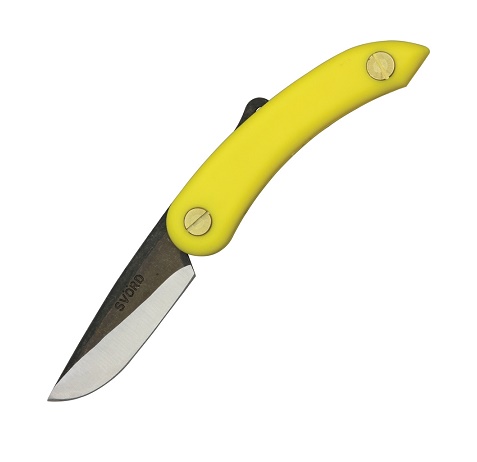 Svord Mini Peasant Folding Knife, 2.5" Drop Point, Yellow Handle, SV146 - Click Image to Close