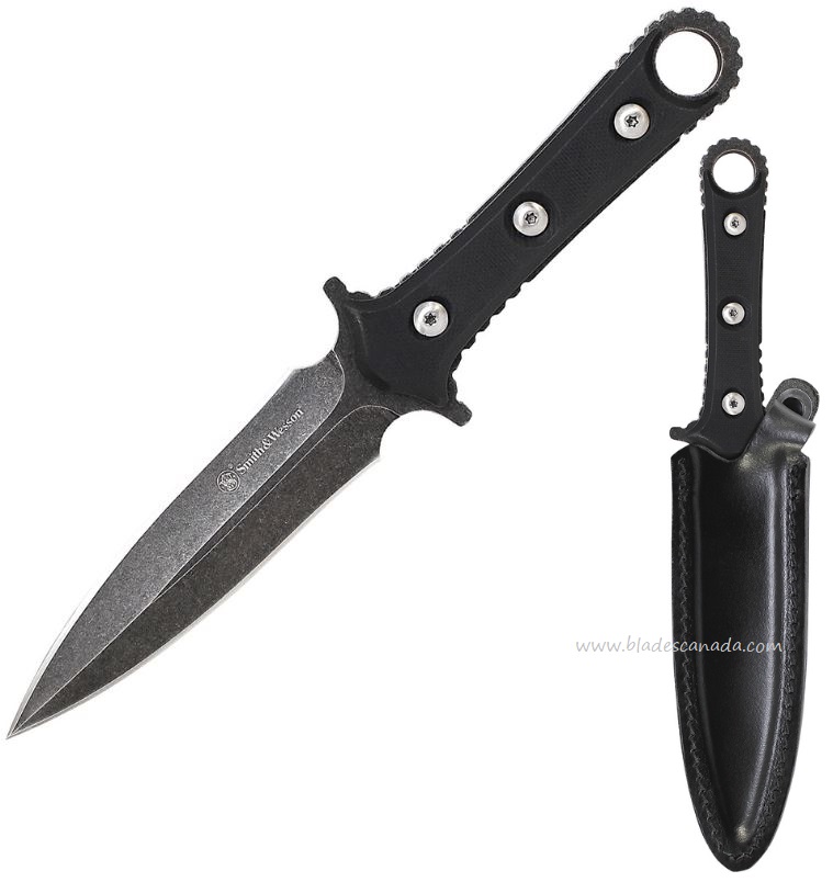 Smith & Wesson F606 Boot Knife Daggerw/ Leather Sheath