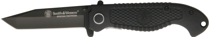 Smith & Wesson TACB Special Tactical Flipper Folding Knife, Black Plain Edge