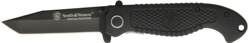 Smith & Wesson TACB Special Tactical Flipper Folding Knife, Black Plain Edge - Click Image to Close