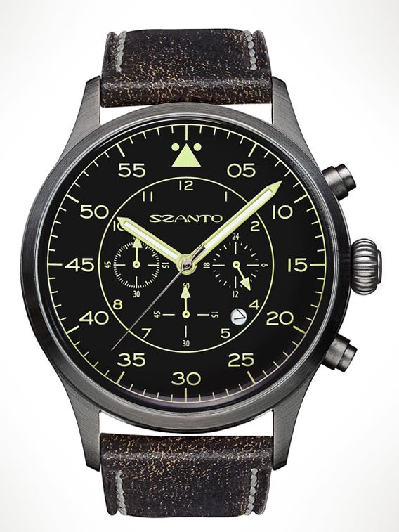 Szanto 2601 Classic Military Pilot Chrono - Plated Gunmetal Grey