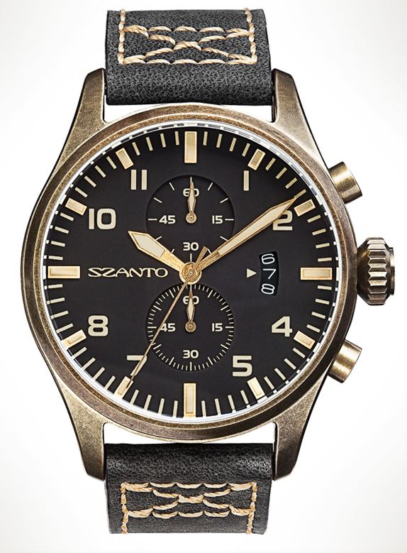 Szanto 4001 Distressed Bronze Finish - Black Dial