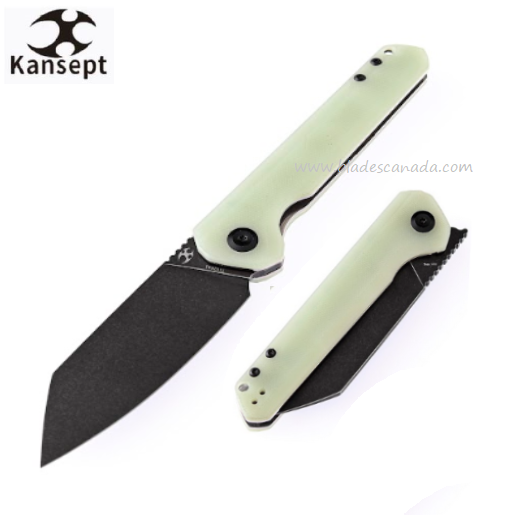 Kansept Bulldozer Flipper Folding Knife, D2 Black, G10 Jade, T1028A2