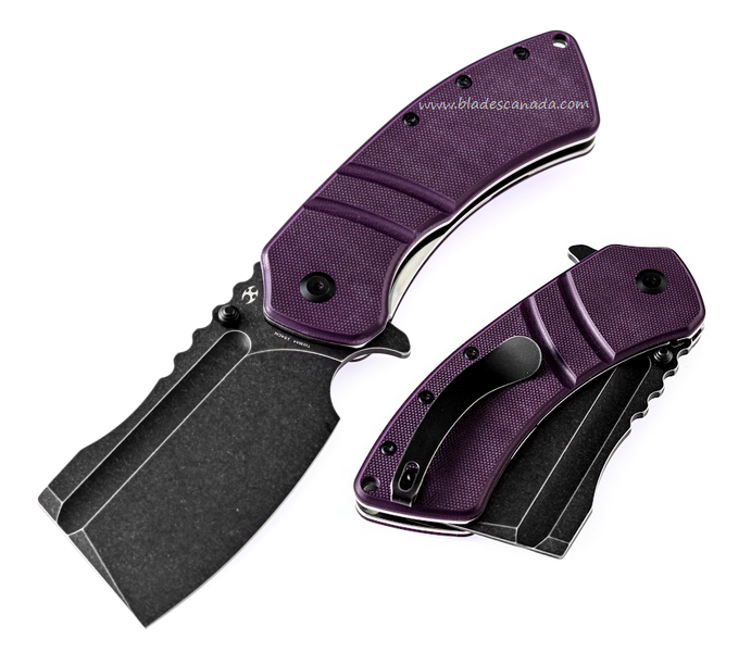Kansept XL Korvid Flipper Folding Knife, 154CM Black, G10 Purple, T1030A4