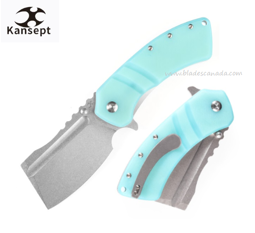 Kansept XL Korvid Flipper Folding Knife, 154CM SW, G10 Light Blue, T1030A7