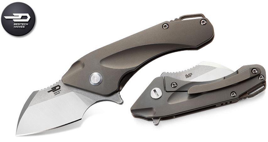 Bestech Imp Flipper Framelock Knife, S35VN, Titanium Grey, BT1710C