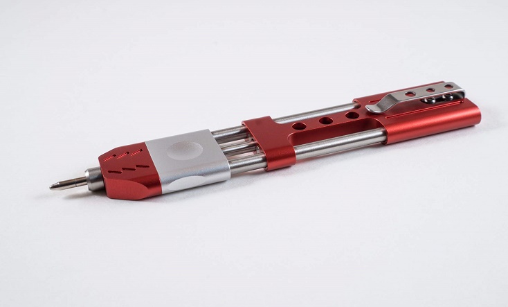TEC Accessories Ko-Axis Pen Aluminum Silver Grip - Red