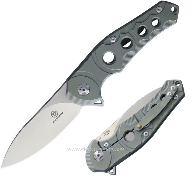 Defcon Sphere Flipper Framelock Knife, D2, Titanium Green, TXTF3329-1