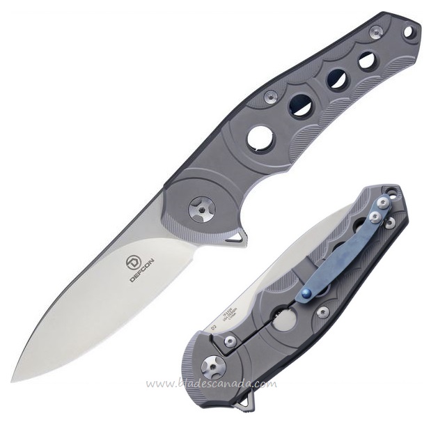 Defcon Sphere Flipper Framelock Knife, D2, Titanium Gray, TXTF3329 - Click Image to Close