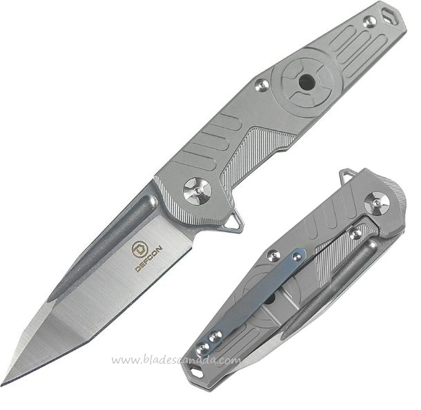 Defcon JK Radioactive Flipper Framelock Knife, D2, Titanium Gray, TXTF3333-2 - Click Image to Close