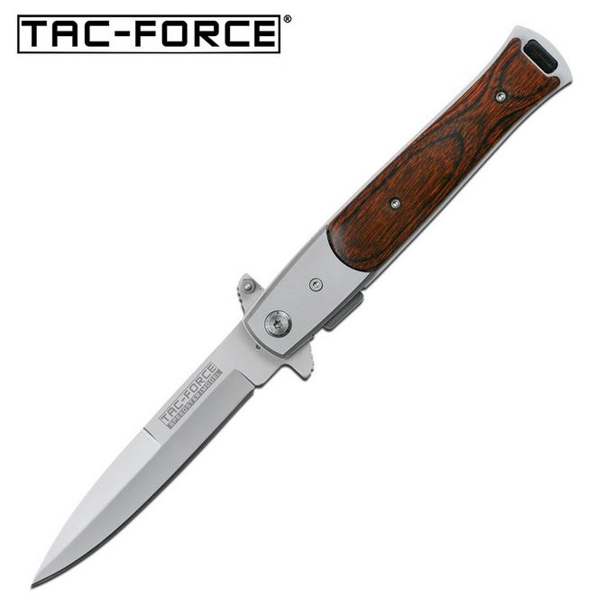 Tac Force TF-428W Satin 3.5" Blade Pakkawood Handle, Assisted Opening - Click Image to Close