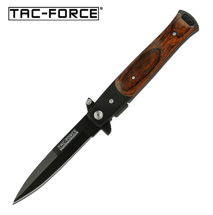 Tac Force TF-428WB Black Assisted Opening Folder- Pakkawood - Click Image to Close