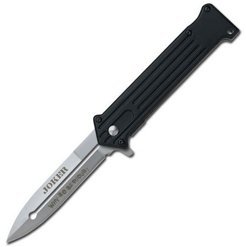 Tac Force TF457BS Joker Folding Knife, Satin Blade, Black Handle - Click Image to Close