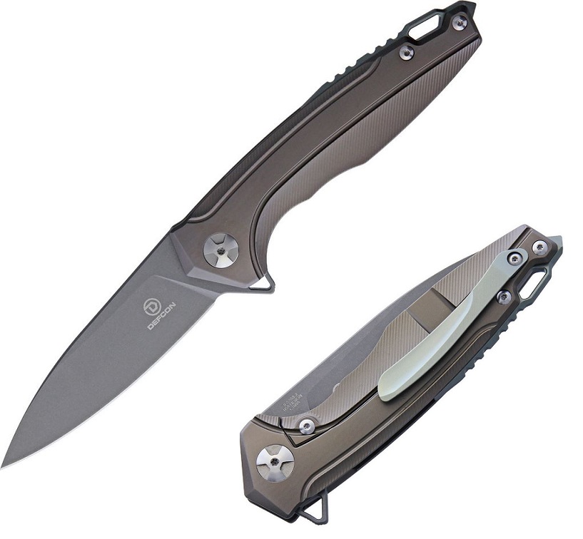 Defcon JK Kabuto Flipper Framelock Knife, S35VN, Titanium, TXTF5288-2