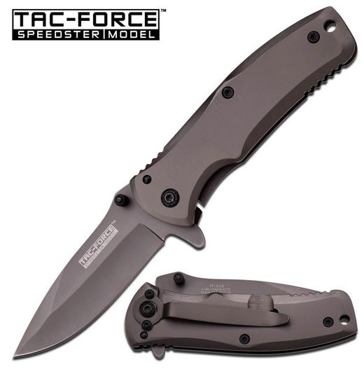 Tac Force TF-848 Ti-Grey Folding Knife, Assisted Opening, Stainless - Click Image to Close