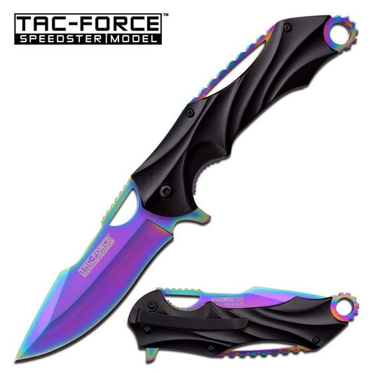 Tac Force TF-858RB Gears Flipper Folding Knife, Assisted Opening, Rainbow