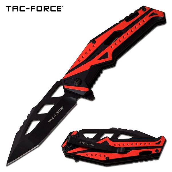 Tac Force Flipper Folding Knife, Red Aluminum Handle, Assisted Opening, TF996RD