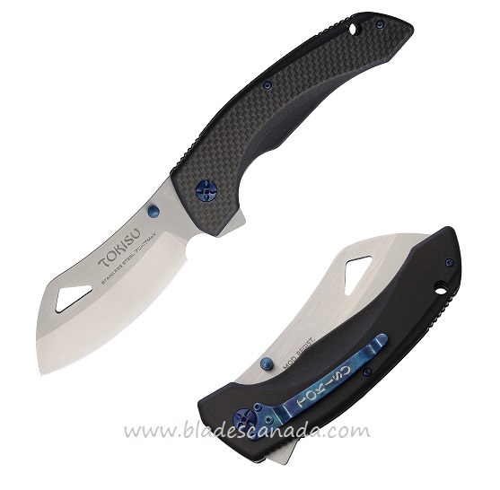 Tokisu 18447 Square Tactical Folding Knife, G10 Black/Carbon Fiber