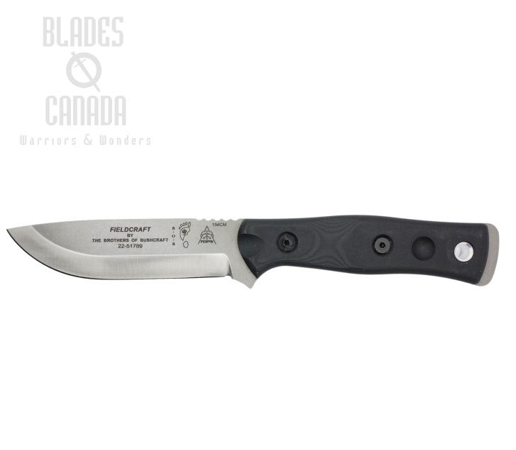 TOPS B.O.B Hunter Fixed Blade Knife, 154CM, G10 Black, Kydex Sheath, BROS-154BLKG10
