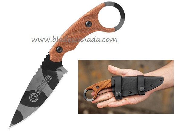 TOPS C.U.T. 4.0 Combat Utility Tool, 1095 Carbon Camo, Micarta Tan, CUT40C - Click Image to Close