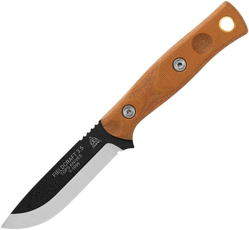 (image for) TOPS Fieldcraft 3.5 Mini Fixed Blade Knife, 1095 Carbon, Micarta, Kydex Sheath, MBROS-01