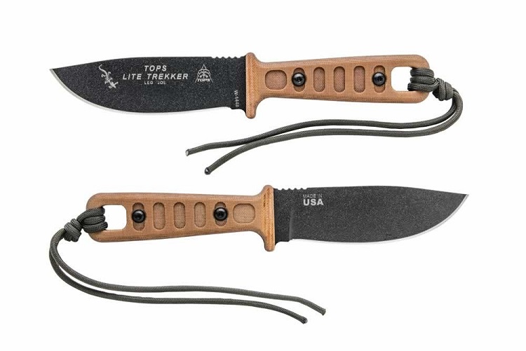 TOPS Lite Trekker Fixed Blade Knife, 1095 Carbon, Micarta Tan, Kydex Sheath, TLT-01TAN - Click Image to Close