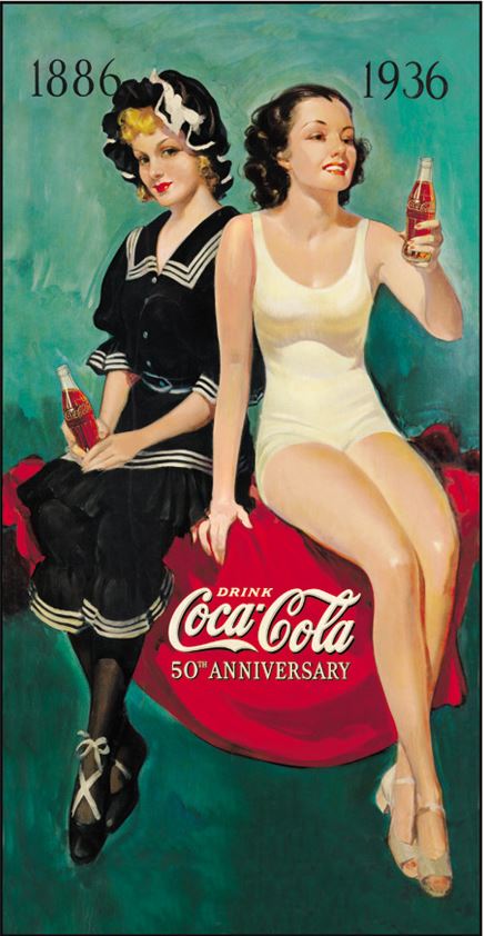 Tin Sign 1073 Coke 50th Anniversary - Click Image to Close