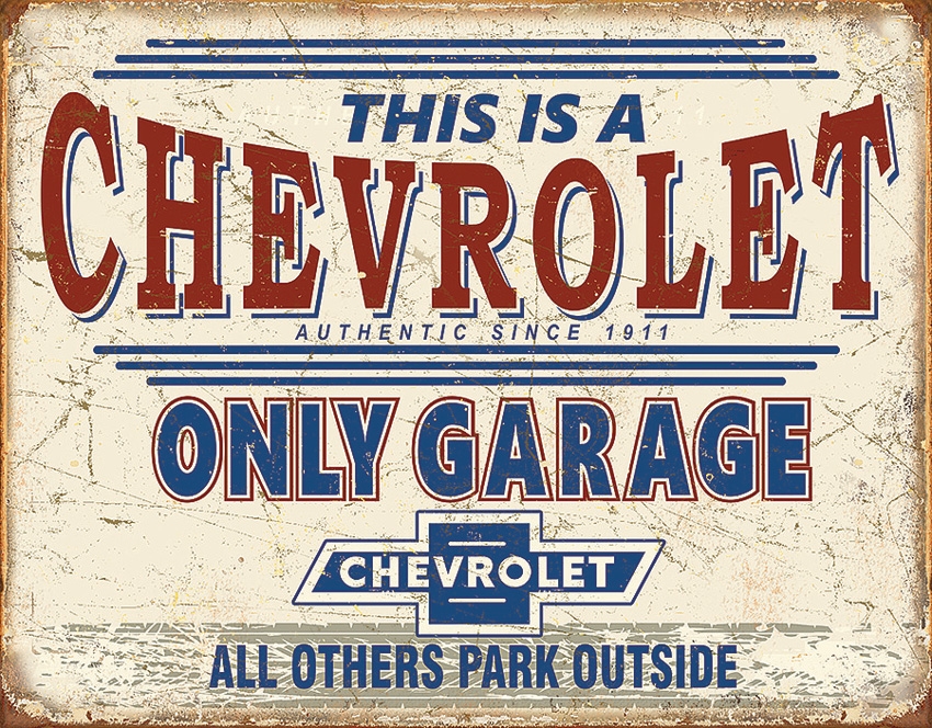 Tin Sign 2200 Chevy Only Garage Vintage - Click Image to Close