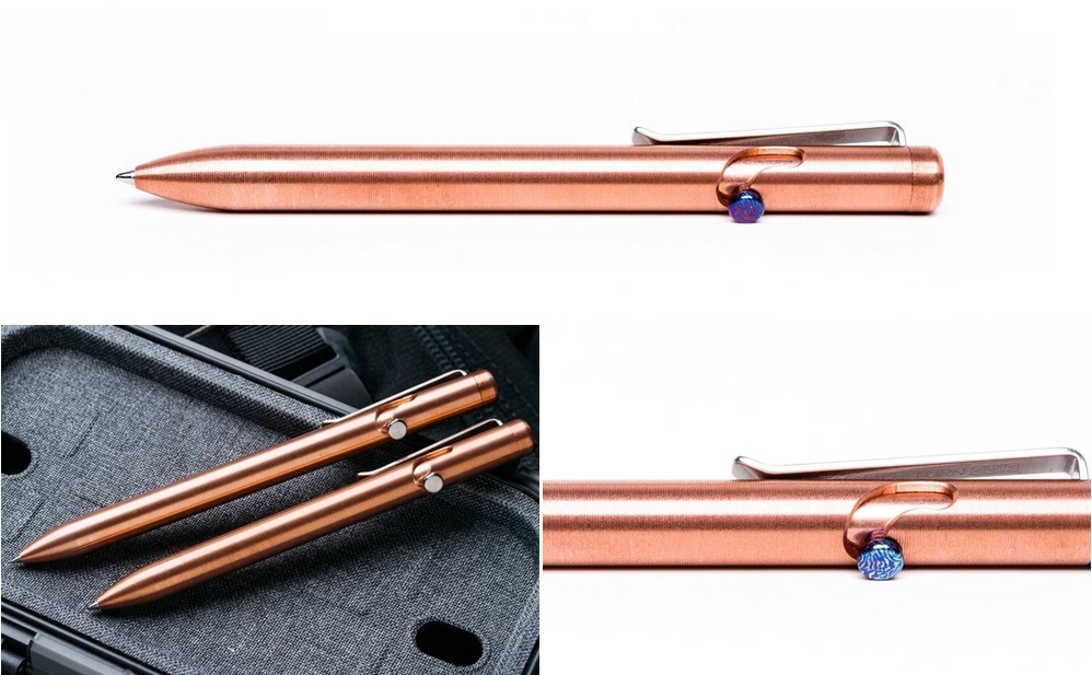 Tactile Turn Bolt Action Pen Short - Copper w/Timascus Bolt