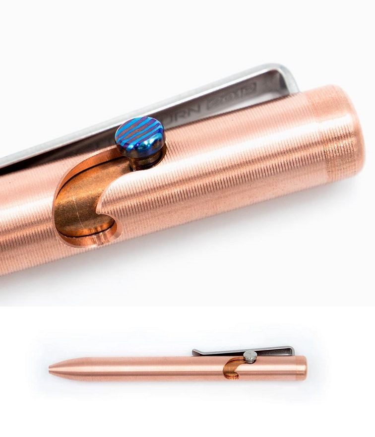 Tactile Turn Bolt Action Pen Mini - Copper w/Timascus Bolt - Click Image to Close