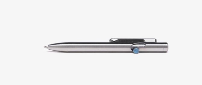 Tactile Turn Slim Bolt Action Pen Mini - Titanium w/ Timascus Bolt