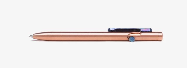 Tactile Turn Slim Bolt Action Pen Short - Copper w/ Timascus Bolt & Clip - Click Image to Close