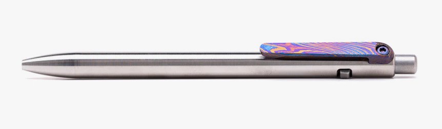 Tactile Turn Side Click Slim Pen Short, Titanium with Timascus Clip