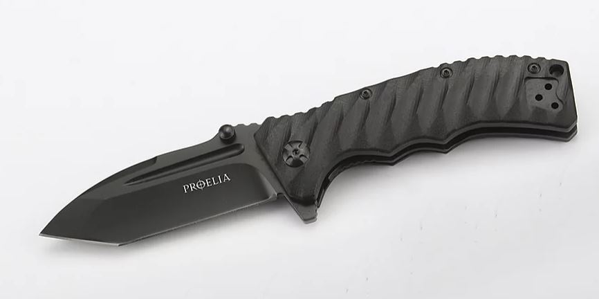 Proelia Folding Knife, D2 Tanto Black, G10 3D Black, TX011BBK