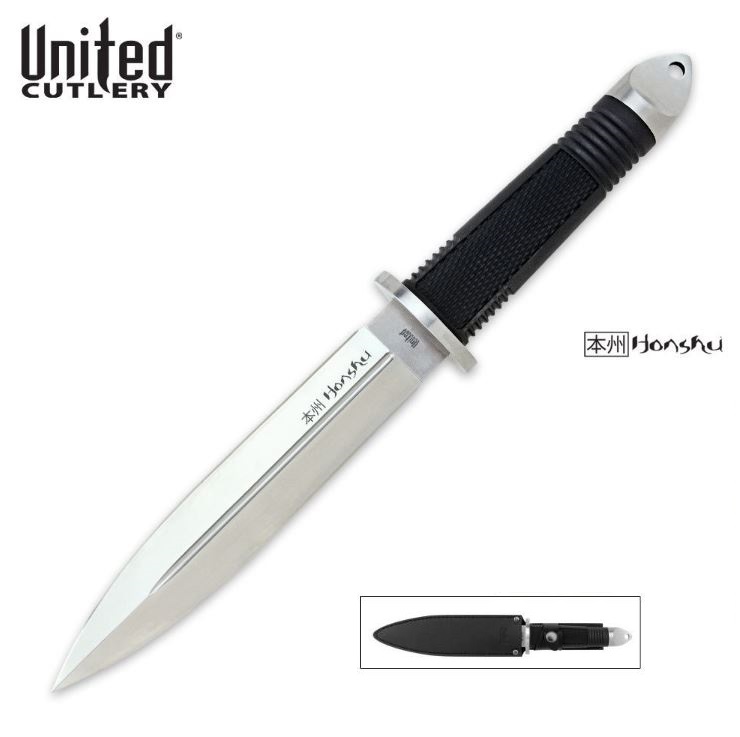 Honshu Fighter I Fixed Blade Knife, Full Tang, Leather Sheath, UC2630