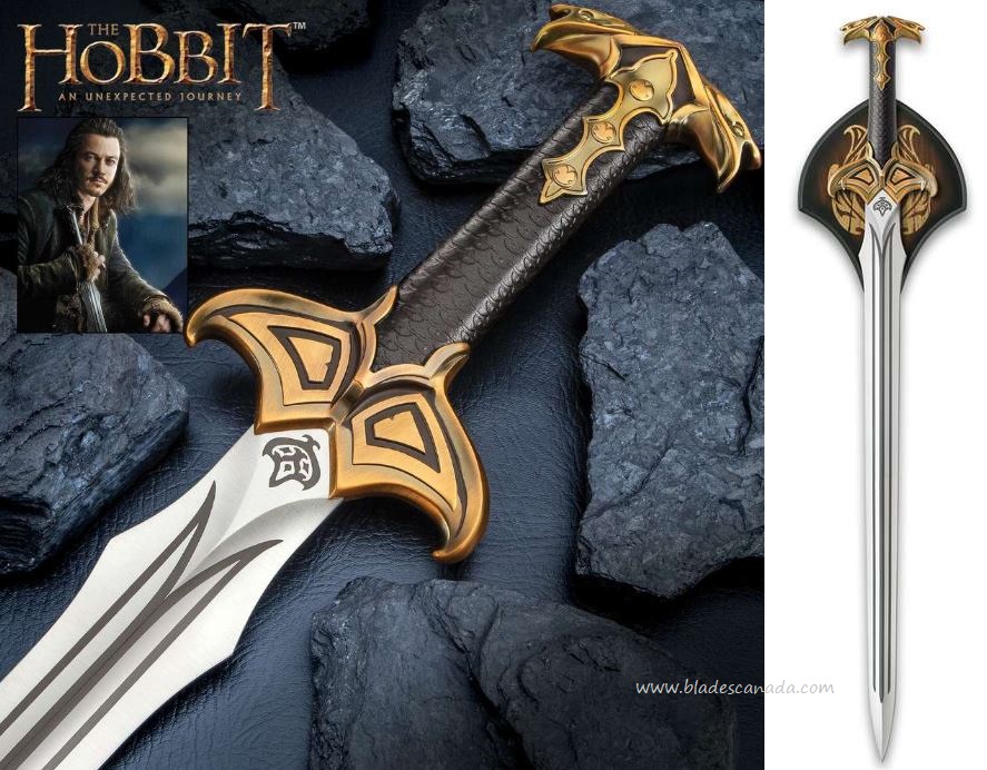 UC The Hobbit Sword of Bard the Bowman, Leather Grip, Display Stand, UC3264