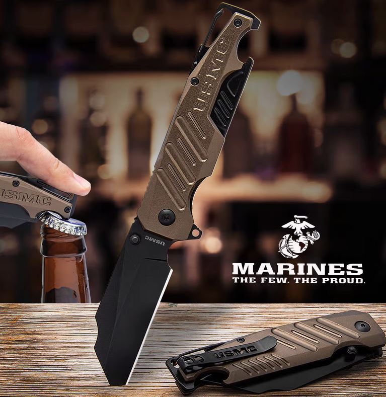 USMC Brewski Folding Knife w/Bottle Opener, UC3537