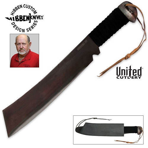 Gil Hibben IV Machete, 1090 Carbon, Leather Sheath, GH5007 - Click Image to Close