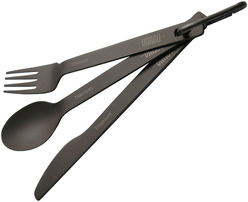 Vargo Titanium Ultra Light Spoon/Fork/Knife Set - Matte