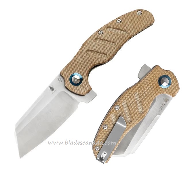 Kizer Vanguard Sheepdog C01C XL Flipper Folding Knife, 154CM, Micarta Brown, V5488C4 - Click Image to Close