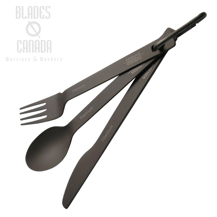 Vargo Titanium Ultra Light Spoon/Fork/Knife Set - Matte, VR216